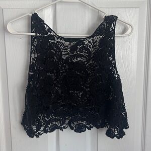 Elegant Black Lace Crop Top
